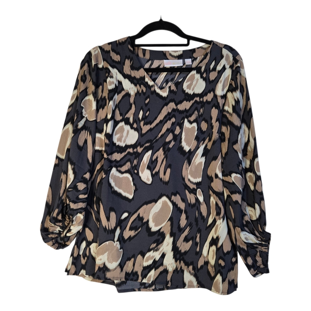 Kim Gravel (Belle) Women's Size XS Abstract Print Blouse NWOT